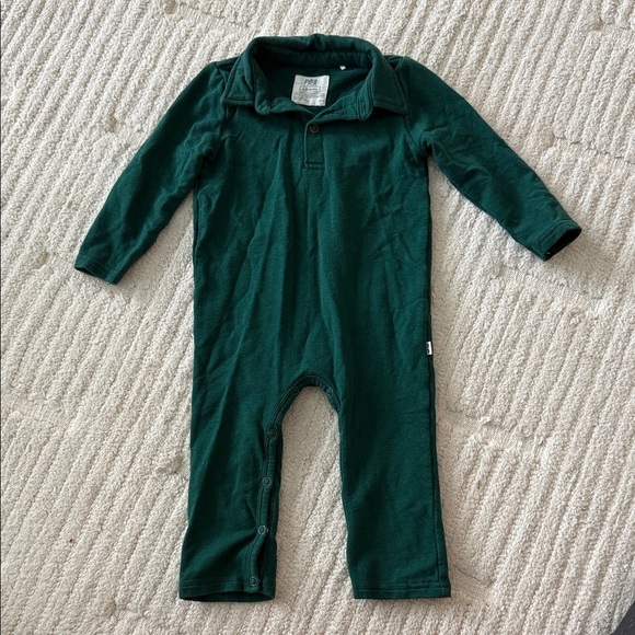 Little Sleepies Deep Green Kids Collared Romper - Picture 1 of 2